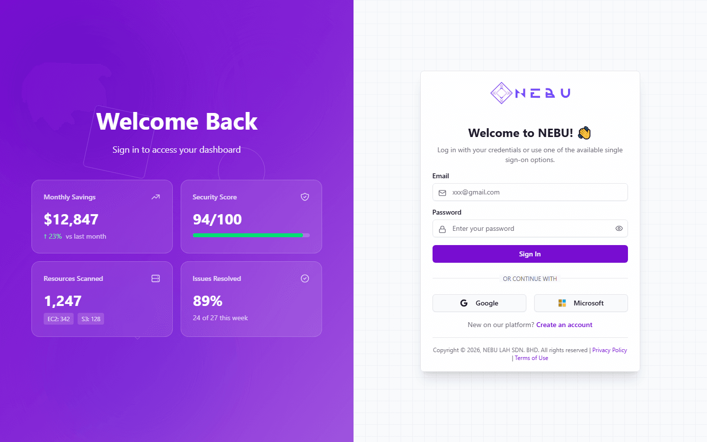 Sign-in screen