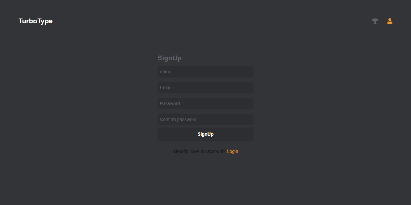 Sign-up screen
